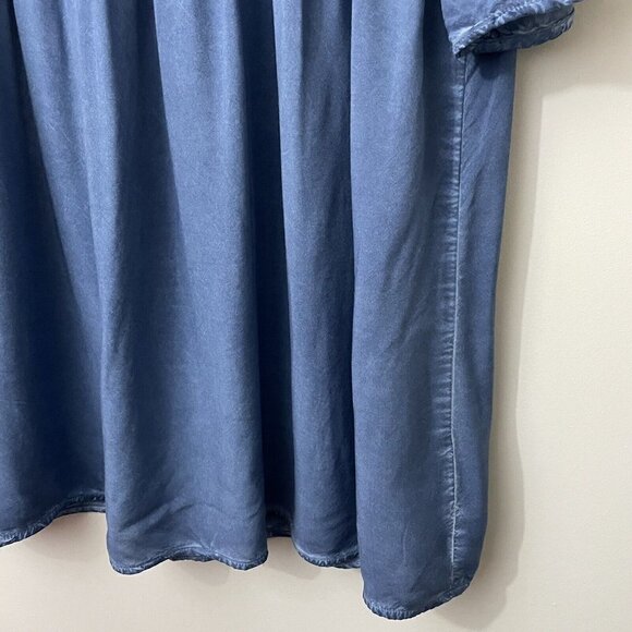 Temperance Boho T-Shirt Top Womens L Blue Crochet Blouse Tassel Lace Fringe EUC - Picture 5 of 10